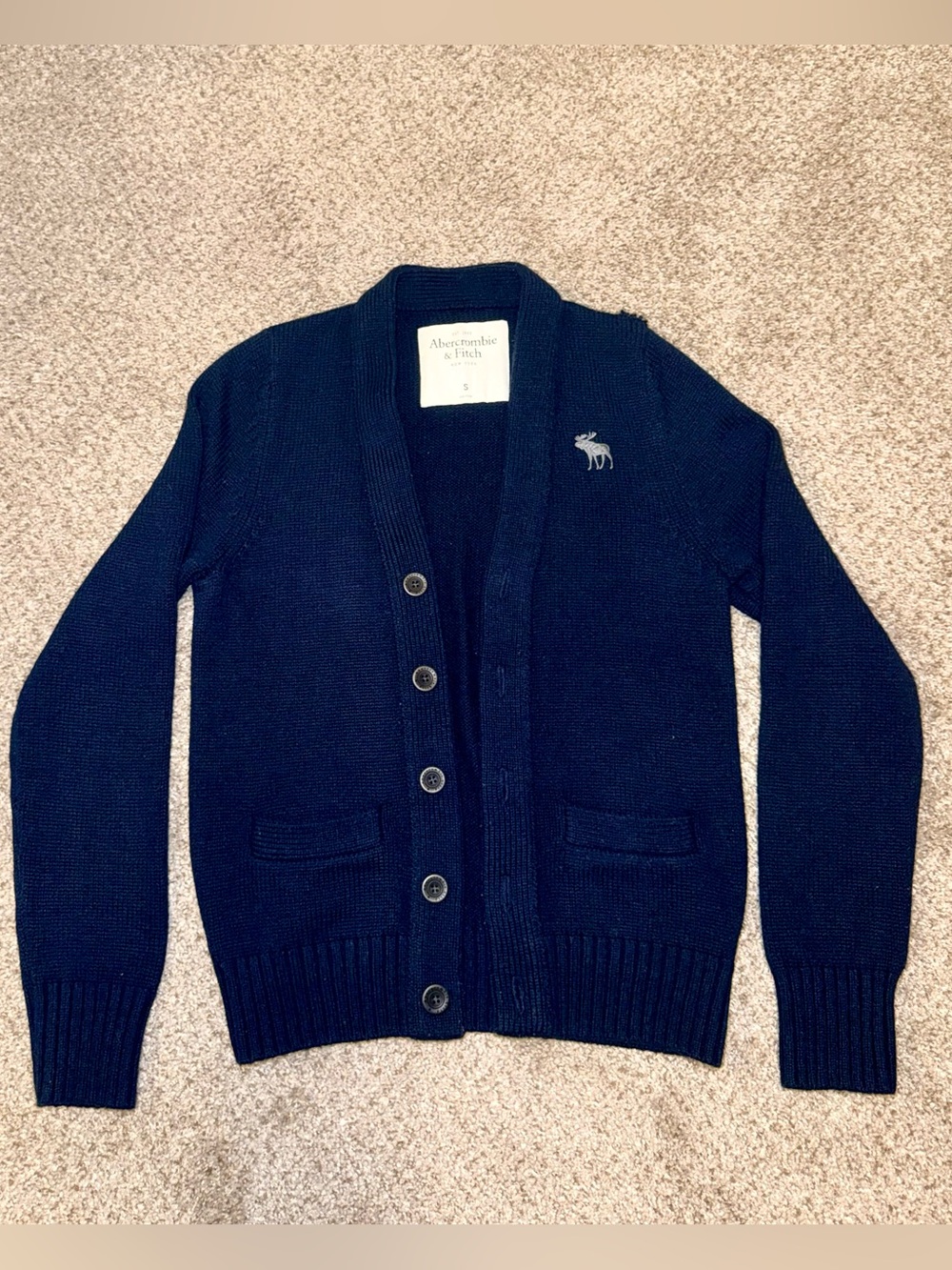 Vintage Abercrombie & Fitch Button Front Cardigan Sweater Navy Men’s Small